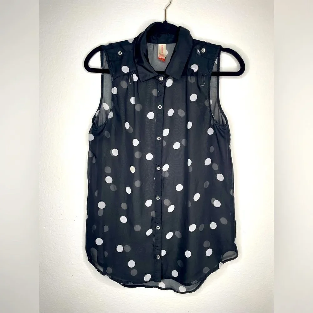 Sheer Black Polka Dot Blouse